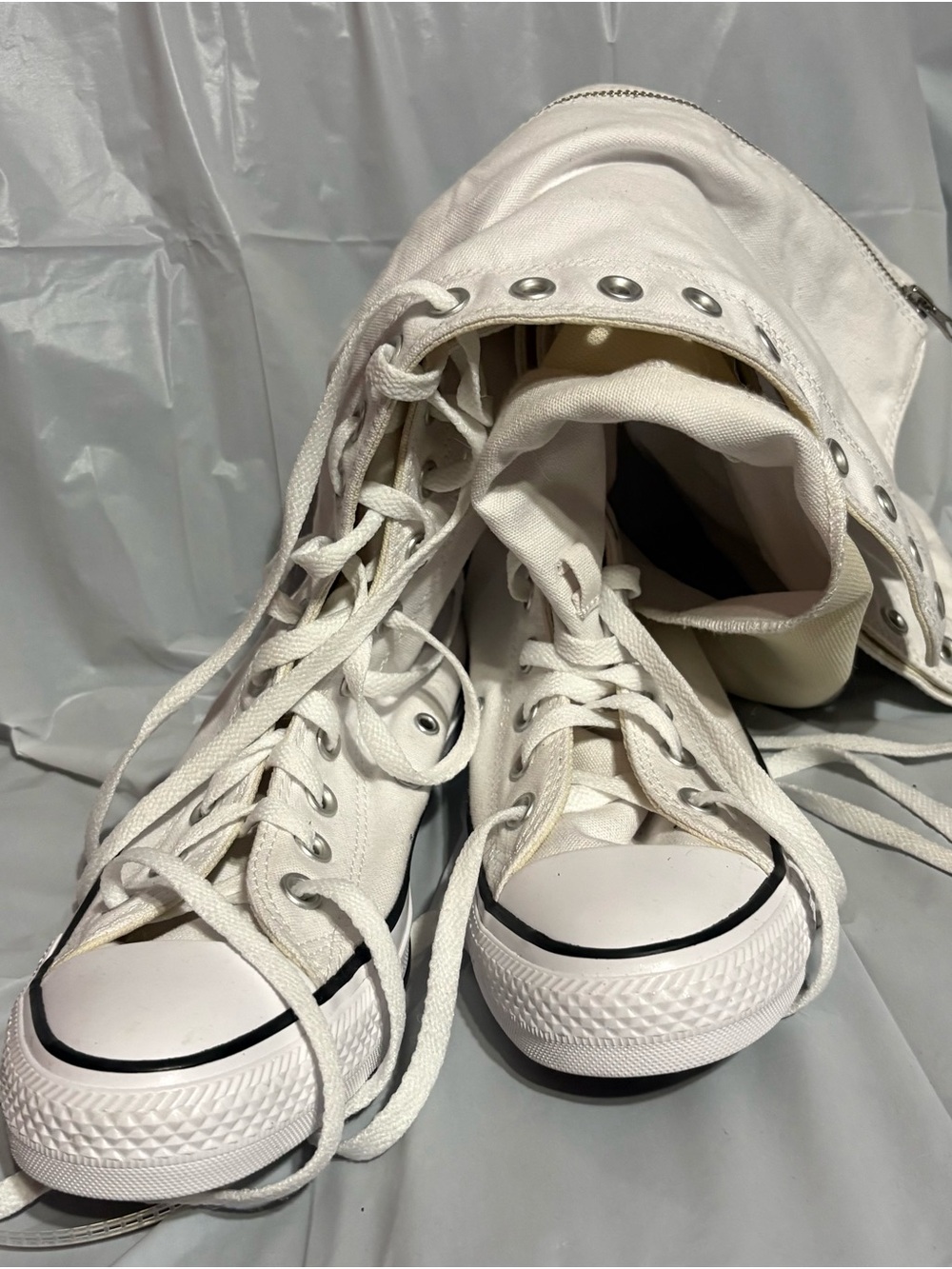 Converse White High-Top Lace-Up Canvas Boots - Women's